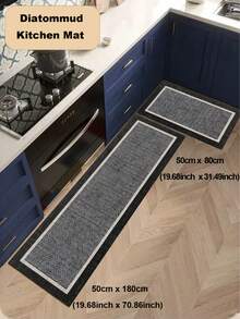 1 tấm thảm in họa tiết màu xám, thảm nhà bếp thấm nước và dầu chống trượt, thảm chùi chân lối vào, thảm thấm hút đế cao su và silica gel phong cách tối giản, thích hợp cho nhà bếp, phòng tắm, phòng giặt, hành lang - Màu Xám nhạt - Xem 2