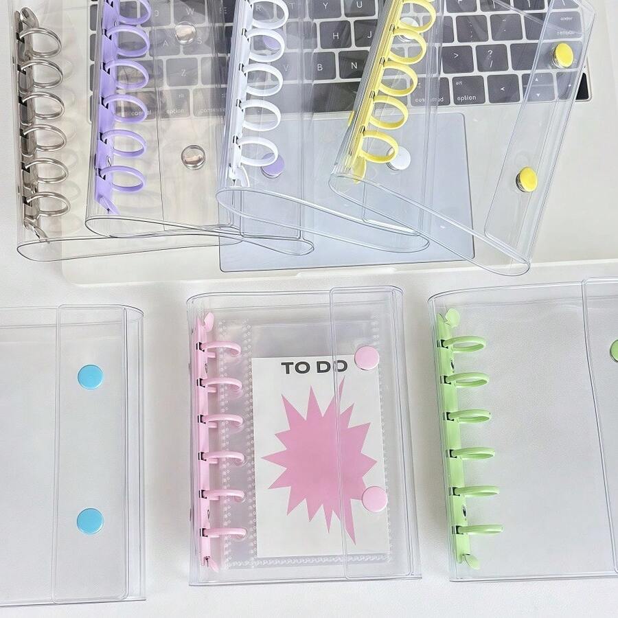 Loose-Leaf Binder Notebook, Transparent PVC Soft Cover With Double Snap, Refillable Loose-Leaf Diary, DIY Photo Album For Photos, Stickers And Cards Storage And Organization, Suitable For K-Pop Merchandise Collection - Single Piece - View 1