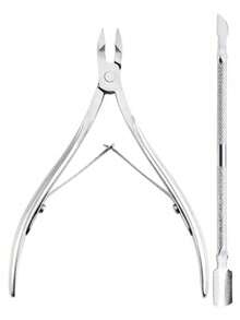 两件套不锈钢死皮钳、死皮推棒、死皮剪、角蛋白修剪套装、指甲角质层护理工具、指甲边缘护理工具套装、死皮推棒、角蛋白钳、清洁铲、修剪和背刺工具 - 彩色 - 查看 10