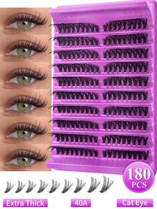 8-16mm D卷度 DIY 180片/160片簇状假睫毛，100D 80D 60D 40D 浓密蓬松单根假睫毛，仿貂毛睫毛，可重复使用睫毛簇，睫毛簇，单根假睫毛，睫毛，假睫毛 - D - 查看 8