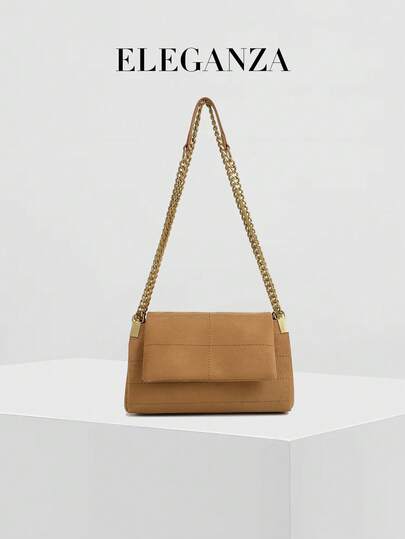 1pc Ginger-Color Minimalist Fashion Shoulder Bag, Faux Suede Embroidered Vintage Large Capacity Hobo Bag, Suitable For Travel, Casual, Commute, Shopping, Party, Business, Daily, School, Matching Shirts, Jeans, Dresses, T-Shirts, Coats, Suits, Down Jackets, Coordinating Faux Suede Jackets