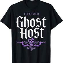Camiseta con ambiente de Halloween de calavera de la mansión embrujada "Seré tu anfitrión fantasma" - Negro 5 - Ver 1