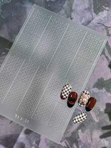 Kariertes Muster transparente Sprühlack Nail Art Sticker, 1 Stück Dual-Zweck Sticker und Accessoire französischer Herz-Design DIY Nail Sticker und Abziehbilder - Nagelzubehör und Nail Charms für Mädchen und Frauen - Herbst-Winter-Nägel für Nail Art Zuhause und Salon - Verschiedenfarbig - Übersicht 17