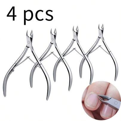 4pcs Stainless Steel Cuticle Nipper, Cuticle Cutter Tool, Cuticle Trimmer, Nail Care Scissors For Women