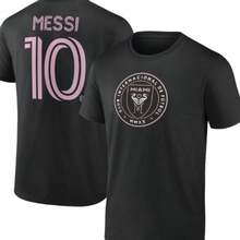 Men's Lionels Messis Black Inters Miamis CF Authentic Stack Name & Number T-Shirt. - 黑色 - 查看 1