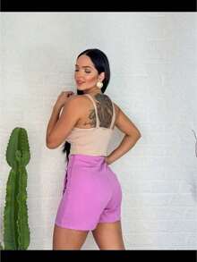 Cropped Top In Glittery Rhinestones With Straps And V-Shaped Toe - Perfect For Parties. - Beige - View 3