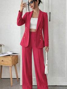 Women Suit Sets - Hot Pink - View 3