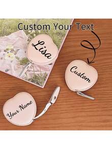 1pc Customized Engraved Heart-Shaped Mini Retractable Tape Measure, Can Customize Logo Or Name, Lead-Free, Suitable For Clothing And Fabric Measurement - Multicolor - View 6