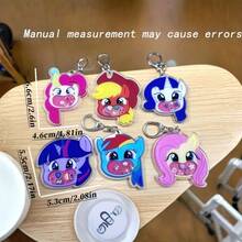 1pc My Little Pony Sweet & Cool Acrylic Shaker Keychain , Pinkie Pie, Fluttershy, Twilight Sparkle, Rarity, Apple Jack & Rainbow Dash Bubblegum Face Keyrings, Bag Charms For Women & Pony Fans - Multicolor - View 3