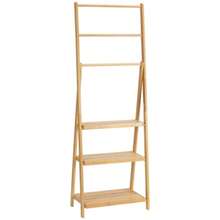 Folding Towel Rack In Natural Bamboo, 53 X 30.5 X 152 Cm, With 3 Bars And 3 Shelves. Space-Saving. Dimensions: 53 X 30.5 X 152 Cm. - Ginger - View 1