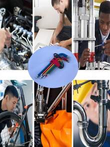 9pcs L-Shaped Colorful Hex Wrench Tool Set, Convenient To Carry And Easily Fit In Pocket. You Can Choose Short, Long Or Extra-Long Hex Screwdriver Tools. - Multicolor - View 3