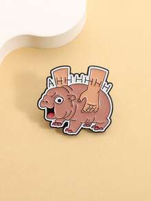 1Pc Funny Moo Deng Meme Enamel Pins Cute Hippo Brooches Lapel Badges Cartoon Animal Baby Hippopotamus Jewelry Gift For Friends - Multicolor - View 5