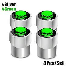 Tapa de vástago de válvula de neumático con logotipo de calavera de aleación de aluminio, tapas de válvula de aire de vástago de rueda de neumático para automóviles, 4 piezas por juego 8EM6 - Rojo-Negro-Blanco - Ver 22