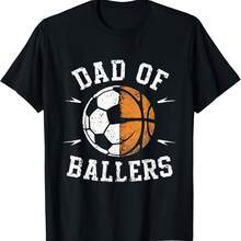 Camiseta del Día del Padre con el texto "Papá de los Baloncesto" y el balón de fútbol - Negro-1 - Ver 1