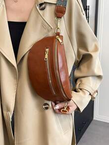 Soft Leather Waist Bags Women Casual Fanny Packs Saddle Bag Fashion Chest Pack Single Shoulder Crossbody Bag Travel Mobile Phone - Brown - View 2