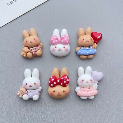 10 piezas de pegatinas de resina planas con diseños de conejitos de Pascua de colores variados, para hacer pendientes, accesorios para el cabello y decoraciones de joyería (adecuado para mayores de 14 años)