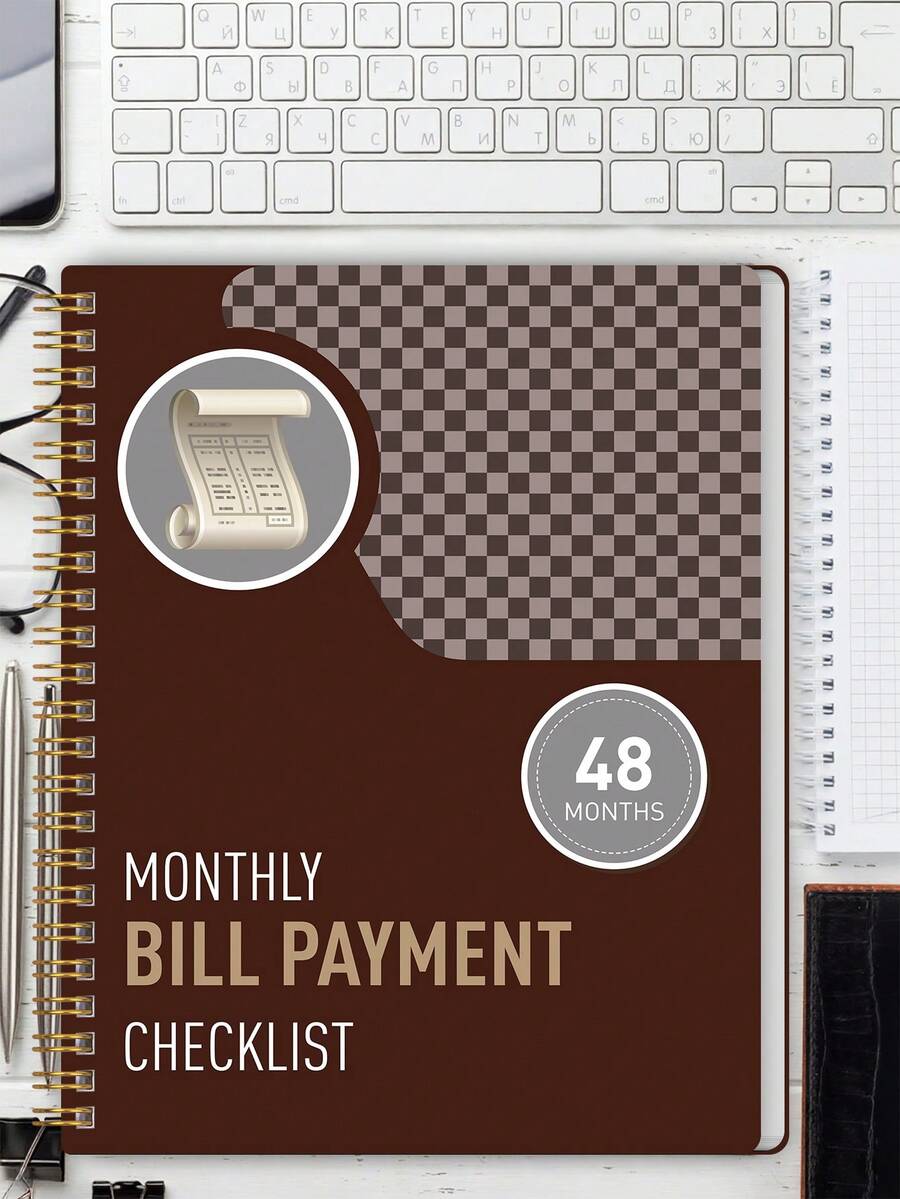 BUBU Monthly Budget Planner Book, 8.4" * 5.5" Undated Bill Payment Notebook Journal With 52 Weeks For Income, Debt, Saving, Expense And Bill Tracker Organizer,School Home Office Supplies - Budget Book - Brown - View 1