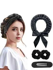 4pcs No-Heat Curling Set - Jumbo No-Heat Curling Wands, Overnight Curling Rods, Long Hair Styling No-Heat Curlers, Soft Elastic Curling Rods Set, Women No-Heat Curling Styling Tools Kit - Multicolor - View 10