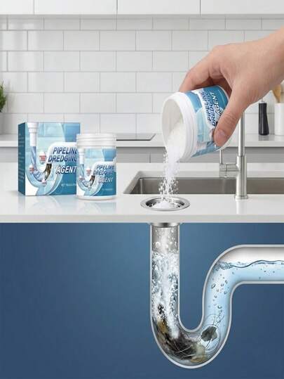 ¡Disolvente instantáneo de obstrucciones! Polvo potente para destapar tuberías, limpiador de desagües de acción rápida para fregaderos de cocina, inodoros y desagües de piso, disuelve el cabello y la grasa sin esfuerzo, solución de plomería de alta resistencia