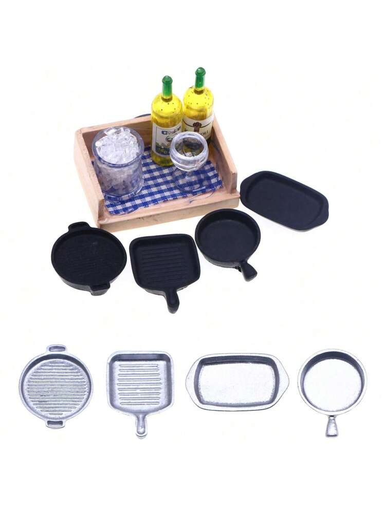 POKOJA LAND 1 套 1:12 娃娃屋迷你煎锅砂锅金属炊具厨房装饰 - 多色 - 查看 8