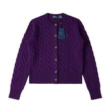 Polo Ralph Lauren Classic Embroidered Wool Cardigan | Cable-Knit Cashmere Blend Crewneck Button-Front Sweater, Women's Timeless Knitwear - 紫色 - 查看 9