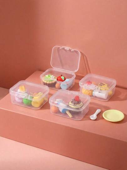 POKOJA LAND 1 Set Of 6 Mini Miniature Kitchen Food Play Toy Food Containers, Breakfast, Bento Boxes, Desserts, Milk Model Figurines