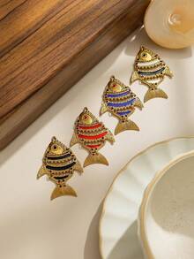 1pc/Pack 304 Stainless Steel Hollow Fish Design Oil Drop Pendant, Fashionable Versatile Accessory Keychain - Oil Dripping Fish Accessories - View 5