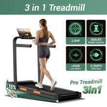 CURSOR FITNESS 3 In 1 Walking Pad With 15% Incline, 6.3MPH Treadmill For Home Use With Incline, LED Display, 2.5 HP Quiet Small Walking Machine For Home And Office, Maximum User Weight 300Lbs. - View 3