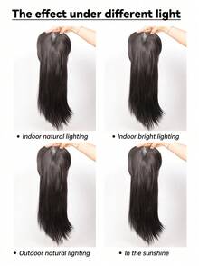 Middle Part Long Straight Hair With Black Brown Hairpin Bangs High Temperature Fiber Large-Area Hand-Knitted Hairpiece Hair Topper Clip In Hair Extensions Wig On The Top Of The Head No Need To Wear A Wig Cap Long Straight Hair In Middle Part Synthetic Natural Fluffy Bangs Wig - Multicolor - View 11
