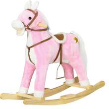 Toddler Pink Animal Rocking Horse With Sound And Saddle, Fun Gift For Kids 3+ Years - Pink - View 2