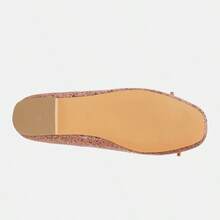 Apollon Bow Detail Foil Print Suede Ballerinas - Pink - View 5