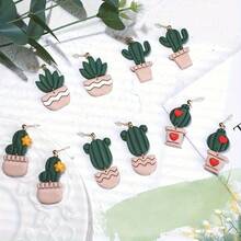 1/10Pcs Whimsical Cactus Polymer Clay Cutters – Pastel Pink Potted Designs, Boho Chic Craft Tools For DIY Statement Earrings, Keychains & Plant Mom Gifts - Pink - View 3