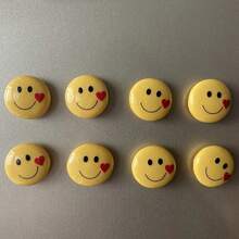 5/8pcs Set Smiling Face With Red Heart Fridge Magnets - Cute Oval Plastic Refrigerator Stickers - Multicolor - View 1