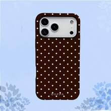 GIIPPA 1pc Brown Base & White Polka Dot Phone Case, Compatible With Iphone 15/14/13, Fashionable Brown Polka Dot Phone Cover, Compatible With Iphone 15/14/13 Pro Max/Plus, Shock-Resistant Full-Body Protection, Slim Fit Design, Suitable For Women And Girls, Item No. 35460, Also Compatible With Iphone 17 Air - Brown - View 2
