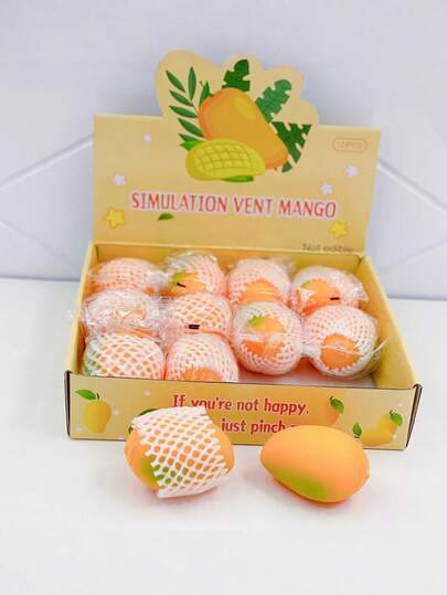 1 pieza/Set Juguete de estrés en forma de mango, múltiples estilos, bola de estrés empaquetada individualmente, juguete de simulación realista