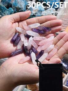 9pcs/18pcs/30pcs Natural Crystal Quartz Hexagon Amethyst Rose Quartz Transparent Quartz Crystal Points, Suitable For Crystal Healing, Perfect Holiday Gift For Beginners And Gem Enthusiasts - Multicolor - View 7