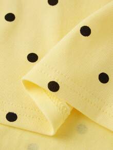Women Tank Top, Sleeveless Tops Crew Neck Tie-Up Dots Print Slim Fit Summer Clubwear - Yellow - View 8