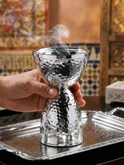 1 Set/Pc Elegant Wrought Iron Silver Incense Burner, High-End Wedding Table Centerpiece Incense Burner, Home Fragrance, Home Decor. Incense Burner, Home Living, Suitable For Home Decor, Bedroom, Living Room (As A Centerpiece), Office, Yoga Studio And Parties, Creating An Elegant Ambiance, Ramadan, Ramadan Decor, Ramadan Decorations