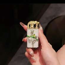Cute Lighter, Dual Flame Windproof Lighter, Heart/Snake Design Lighter, Metal Embossed Rhinestone Butane Torch Lighter, Refillable Adjustable Flame - 蛇(無氣) - 查看 12