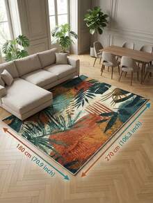 Modern Style, Vintage American Style, Tropical Plant Print Carpet. Bohemian Style. Living Room Carpet. Shaggy Rectangular Low-Pile Carpet With Embossed Details, Decorative Carpet Suitable For Living Room, Bedroom And All-Season Home Decor. Soft, Easy To Maintain, Machine Washable - Multicolor - View 17
