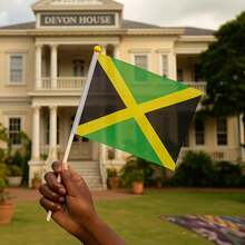 Banderas Jamaica Alta Calidad, MXJMH-000, 1Pza, Jamaica, 14x21cm, Tela Poliéster, Asta Plástico. - Multicolor - Ver 5