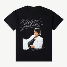 Michaels Jacksons Thriller Album Portrait T-Shirt _ Printed T-Shirt 2026 Spring_Summer Luxury Cotton M - 黑色 - 查看 1