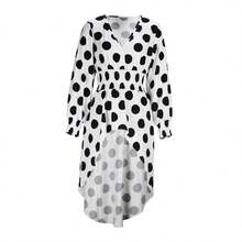 Polka Dot Print Front Short Back Long Casual Top - White - View 7