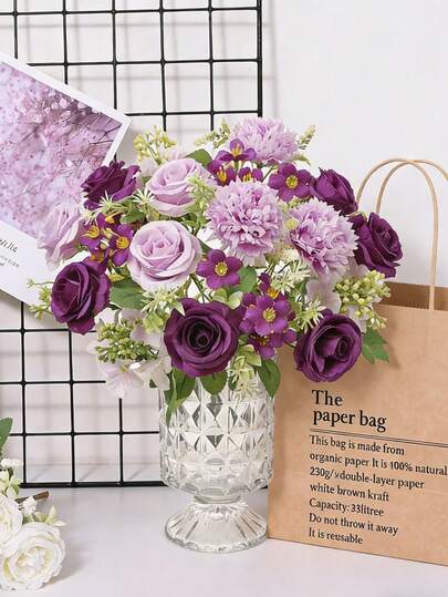 1pc 30cm Simulation Rose Ball Chrysanthemum Silk Embroidered Ball Bouquet, Wedding Decoration, Bride Holding Flowers, Home, Restaurant, Bedroom, Balcony, Vase Decoration, Outdoor Garden, Valentine's Day, New Year Decoration, Valentine's Day Gift, Birthday Gift, Graduation Gift