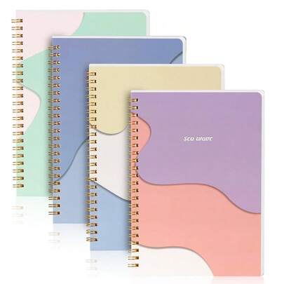 7CDXD 4 Stück Spiralnotizbuch A5, 80 Blatt/160 Seiten Hardcover Lined Journal 100gsm Papier, 14.5 x 21 cm für Damen und Herren Arbeit Büro Schule