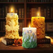 Tulip Flower Pillar Candle Silicone Mold, DIY Sunflower Flower Cylinder Handmade Gift Candle Wax Melts Mold - White - View 9