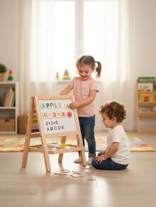 Casaisla Home Collection Pizarrón Didáctico para Niños 3 en 1 Montessori, Centro De Aprendizaje Con Pizarra Magnética, Abaco, Letras Y Números (35x24x20 cm) - Blanco - Ver 4