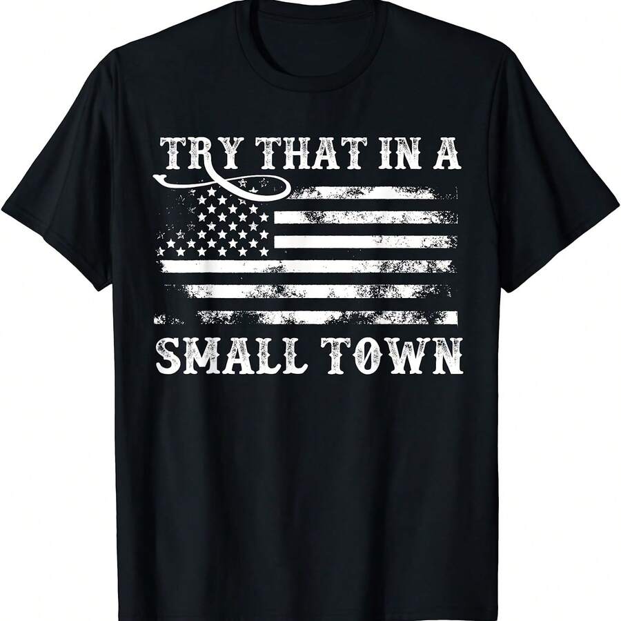 playera clásico Try Than A all Town Flag USA - Negro 5 - Ver 1