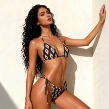 Bộ bikini gợi cảm mới về dành cho nữ, đồ bơi rời sành điệu cho kỳ nghỉ. - Đen và đỏ - Xem 3