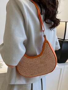 Fashionable Rhinestone Underarm Small Handbag For Women, New Stylish Chic Underarm Bag, Personalized Ins Rhinestone Tote Bag - Multicolor - View 6